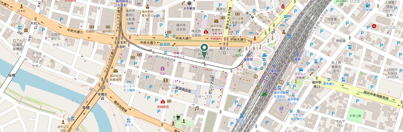越乃バレーの地図（福井駅西口から徒歩2分・FUKUMACHI BLOCK 6F）